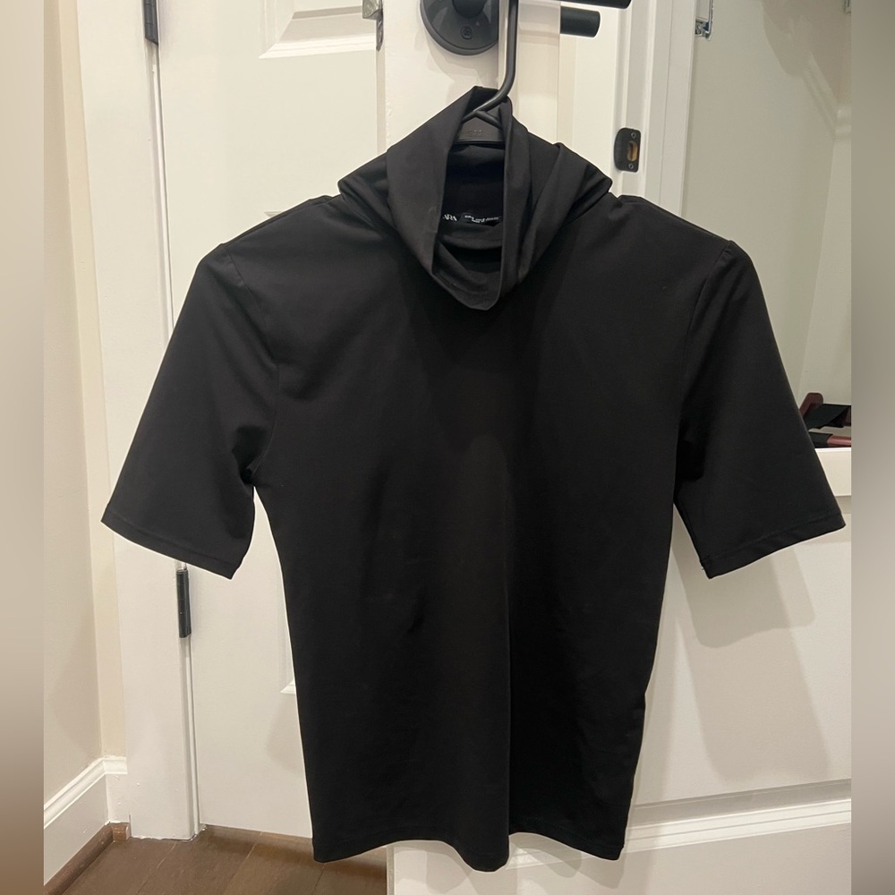 Zara Black Short Sleeve Turtleneck